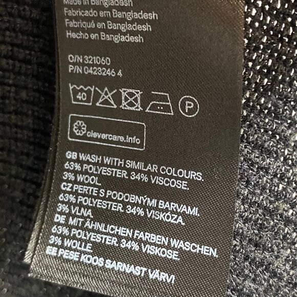 H&M BASIC Oversized V Neck Wool Blend Sweater Size Medium Charcoal Gray Ribbed - Picture 5 of 5